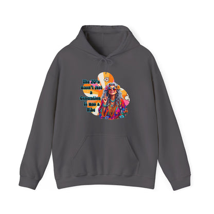 Retro Hippie Hoodie – "The 70's wasn't your generation it was mine" Colorful Boho Graphic