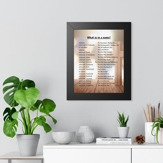 Framed Name Poster Inspirational Wall Art Spiritual Gift Home Decor Unique Name Meaning Print Personalized Artwork Christian