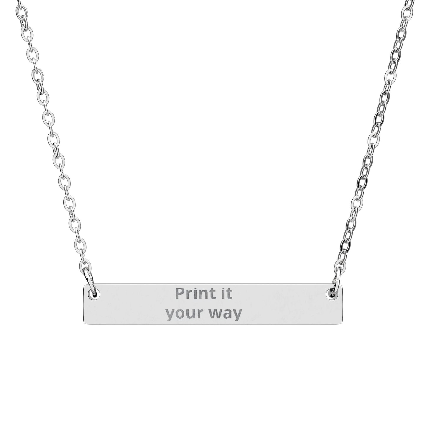 Engravable Horizontal Bar Necklace — Custom Name & Message Pendant