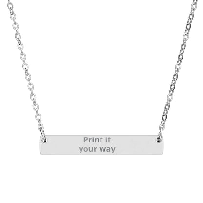 Engravable Horizontal Bar Necklace — Custom Name & Message Pendant