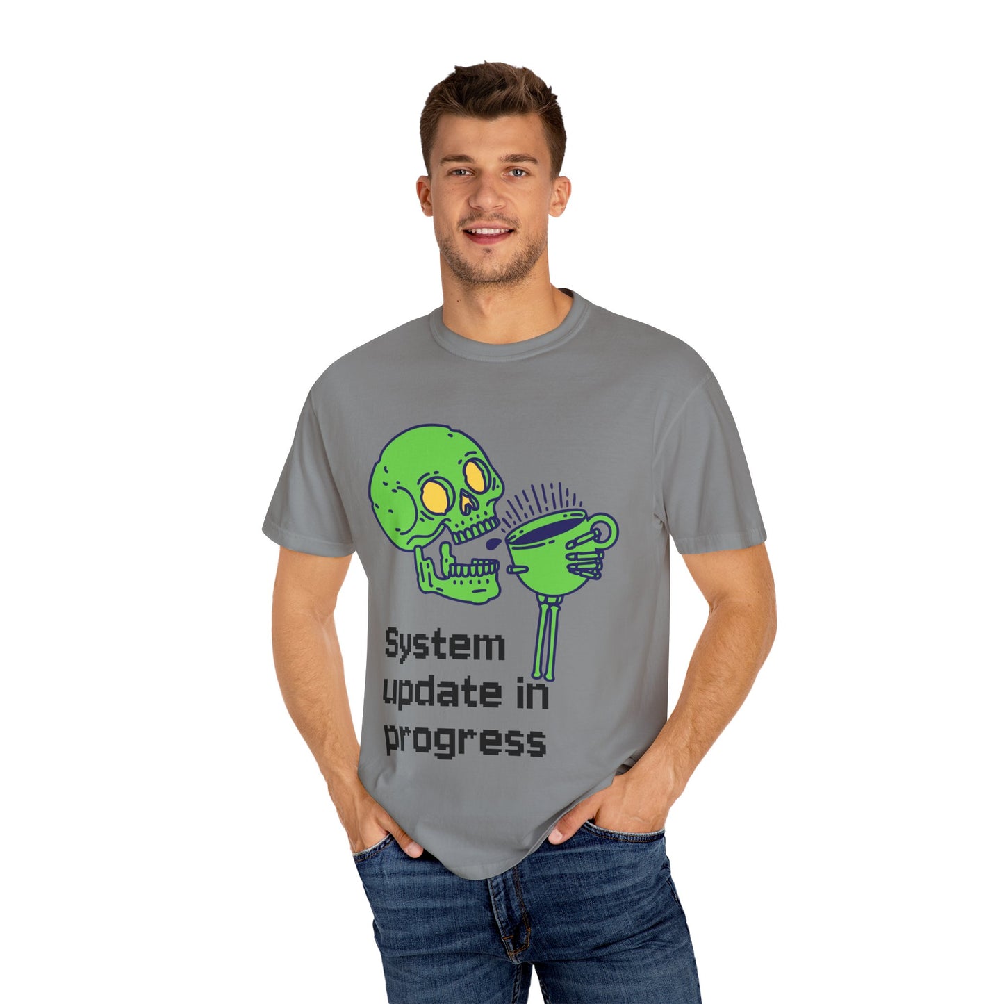 T-Shirt Funny Skeleton T-Shirt Unisex Graphic Tee Halloween Shirt Casual Wear Gift for Tech Lovers Humor Apparel