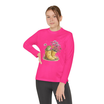 Youth Long Sleeve Tee — Froggy Garden Boots Illustration
