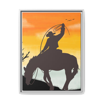 Framed Cowboy Rodeo Art Print Canvas Wall Decor Western Home Decor Rustic Cowboy Gift Equestrian Wall Art Country Themed Art Housewarming Gift