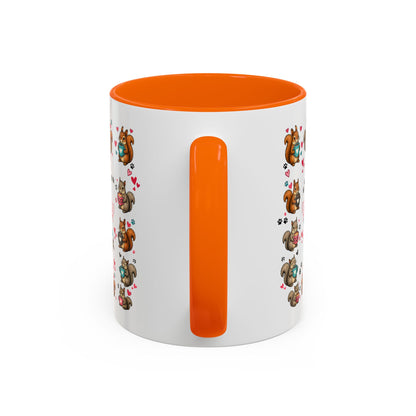 Accent Coffee Mug — "A Girl Can't Survive on Coffee Alone" Cute Squirrel Faith Mug