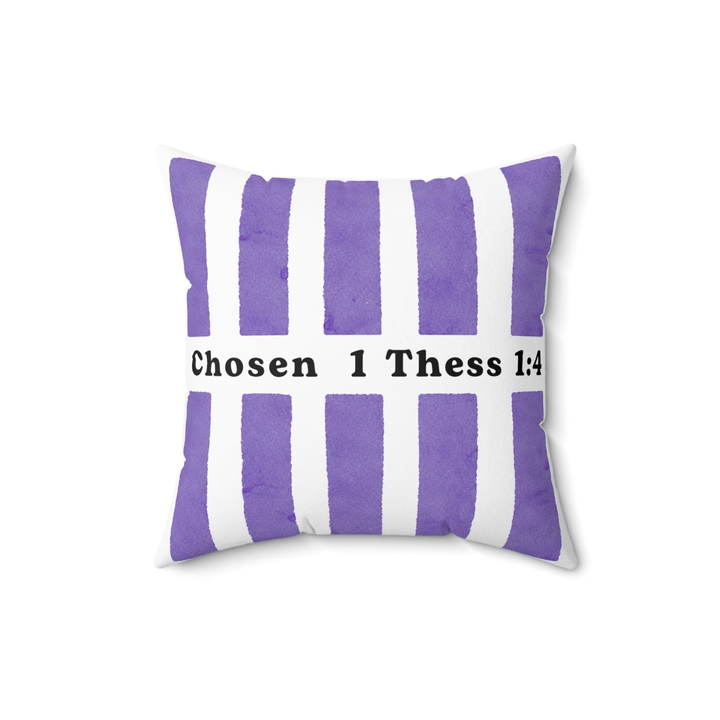 Chosen 1 Thess 1:4 Decorative Throw Pillow — Purple Striped Faith Accent
