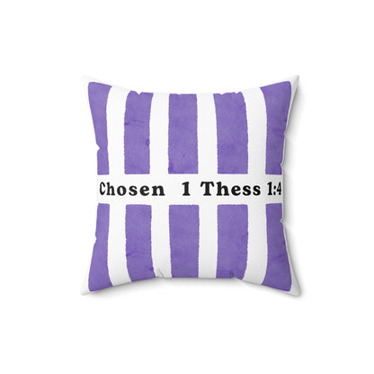 Chosen 1 Thess 1:4 Decorative Throw Pillow — Purple Striped Faith Accent