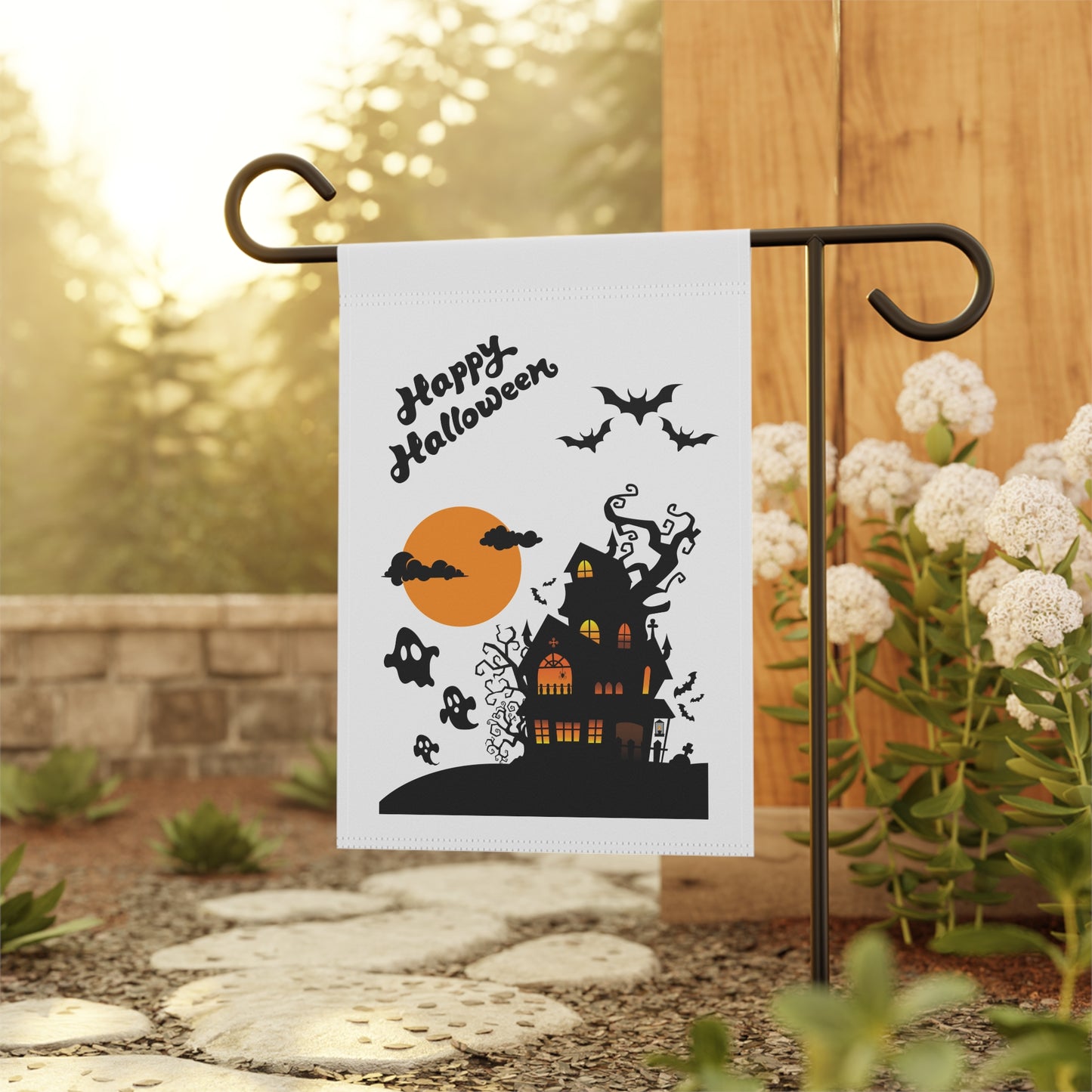 Garden Banner Halloween Spooky Yard Decor Trick-or-Treat Flag Haunted House Greeting Fall Outdoor Decor