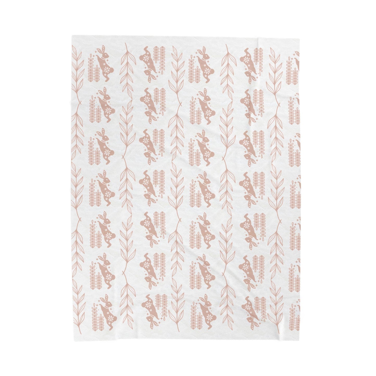 Velveteen Plush Blanket – Soft Pink Floral Deer Pattern Throw
