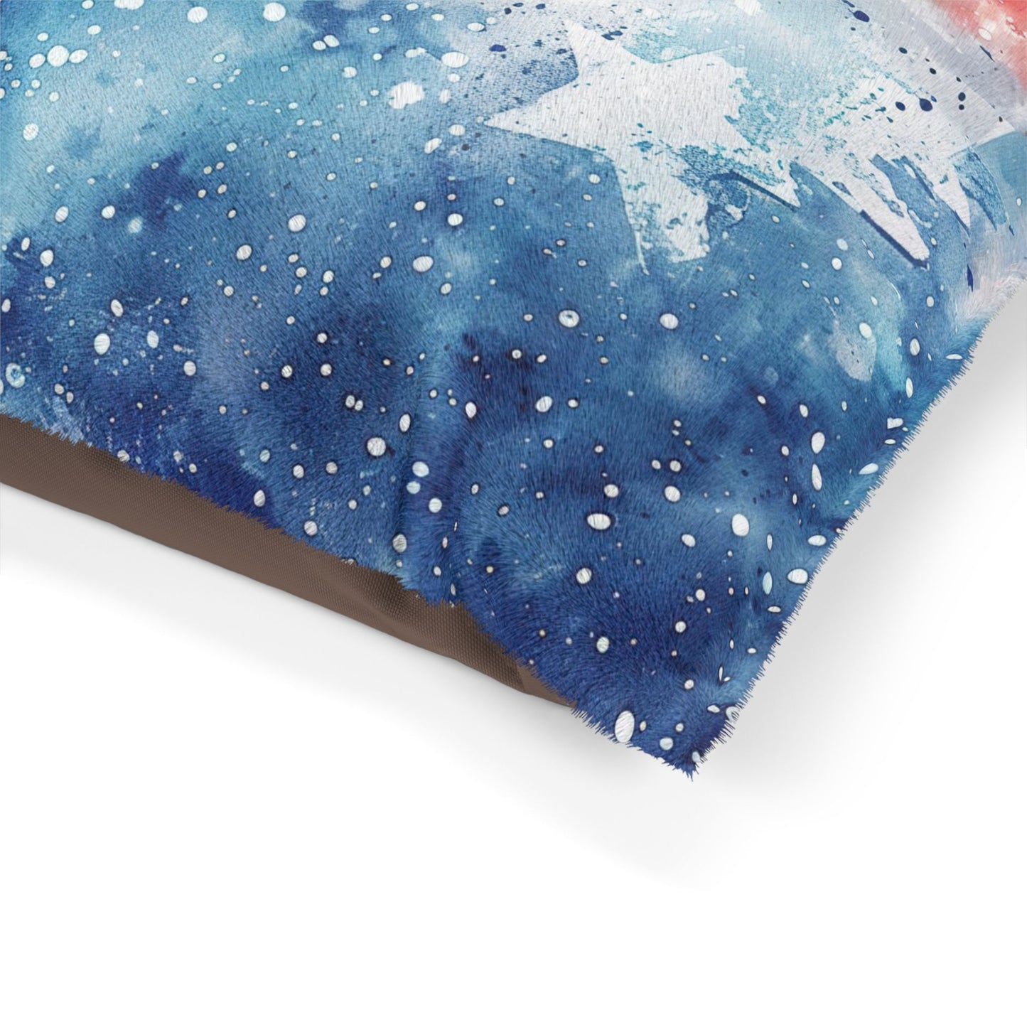 Stars & Stripes Watercolor Pet Bed — Patriotic Red White Blue Dog Cushion