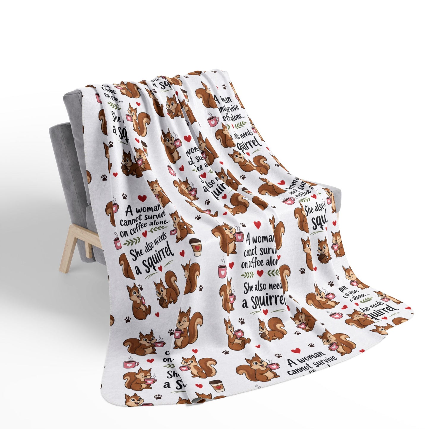 Squirrel Coffee Quote Fleece Sherpa Blanket Coffee Lover Gift Friendship Gift
