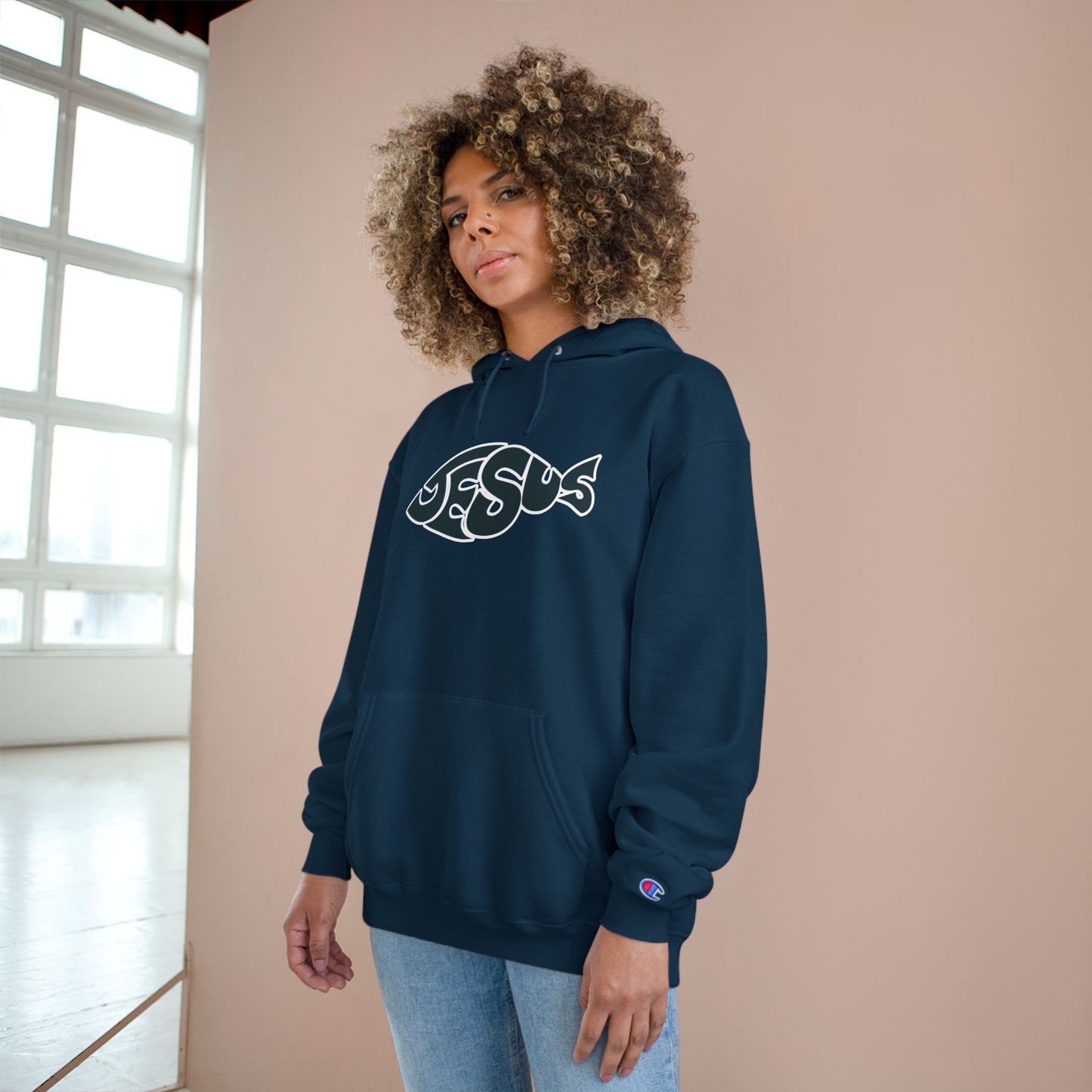 Faith-Inspired Champion Hoodie, Religious Apparel, Christian Gift, Hoodie with Jesus Design, Casual Wear, Spiritual Comfort