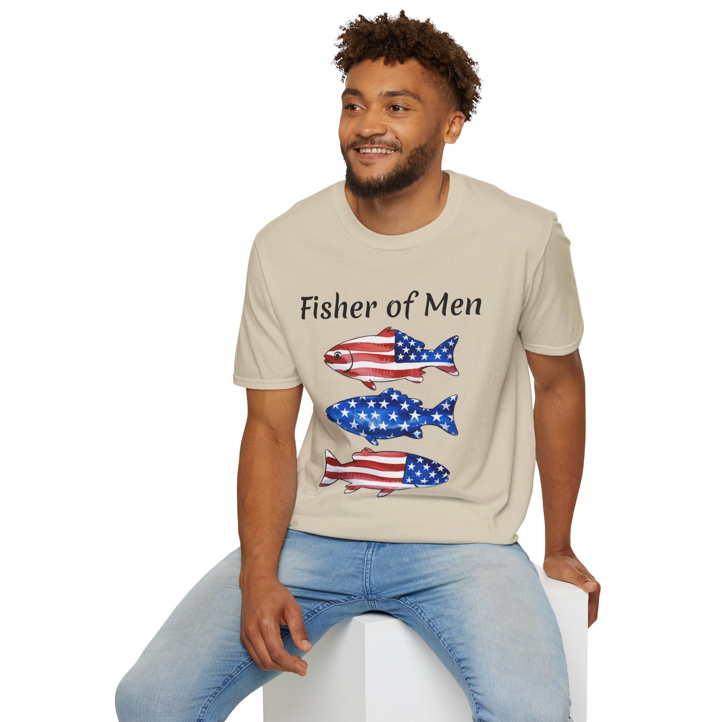 Fisher of Men T-Shirt — Patriotic American Flag Fish Tee