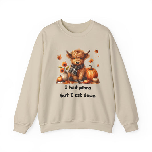 Sweatshirt Autumn Wear Funny Crewneck Pullover Fall Fashion Farm Style Cozy  Casual Outfit Highland Cow Design Print Comfort Wear Cotton Blend