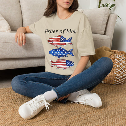 Fisher of Men T-Shirt — Patriotic American Flag Fish Tee