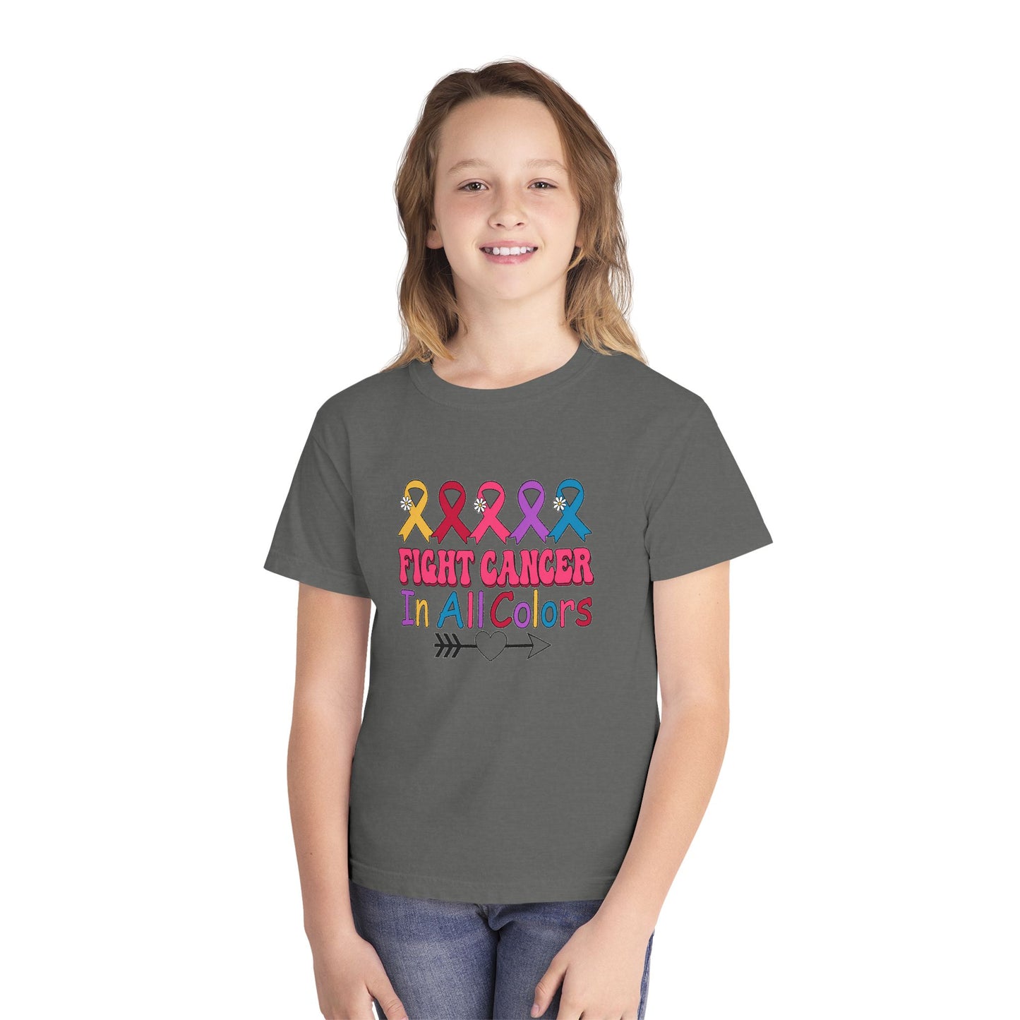 Youth Tee — "Fight Cancer In All Colors" Ribbon Awareness Shirt