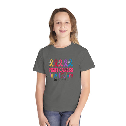 Youth Tee — "Fight Cancer In All Colors" Ribbon Awareness Shirt
