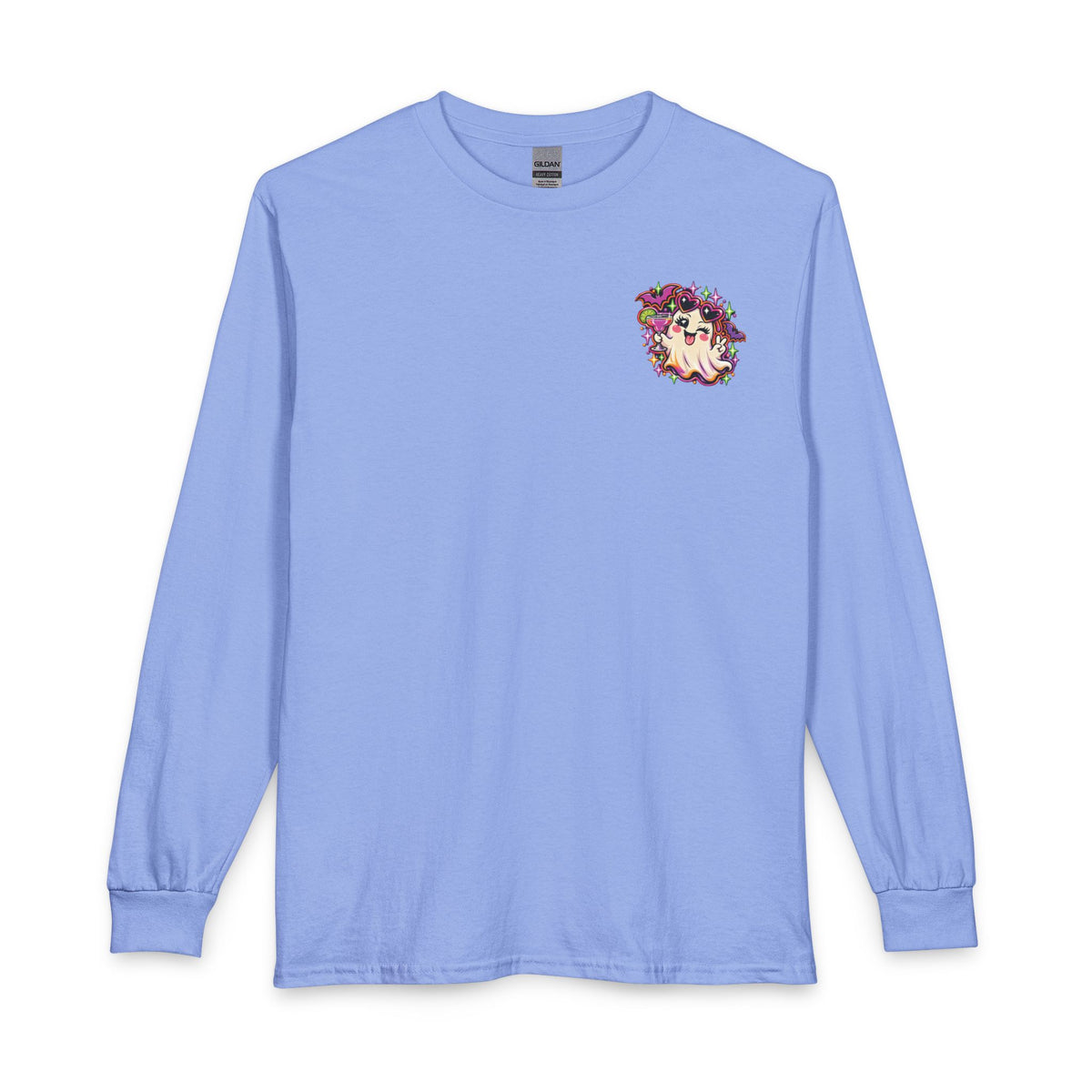 Halloween Long Sleeve Tee — "Just Here for the Boos" Ghost Party Shirt