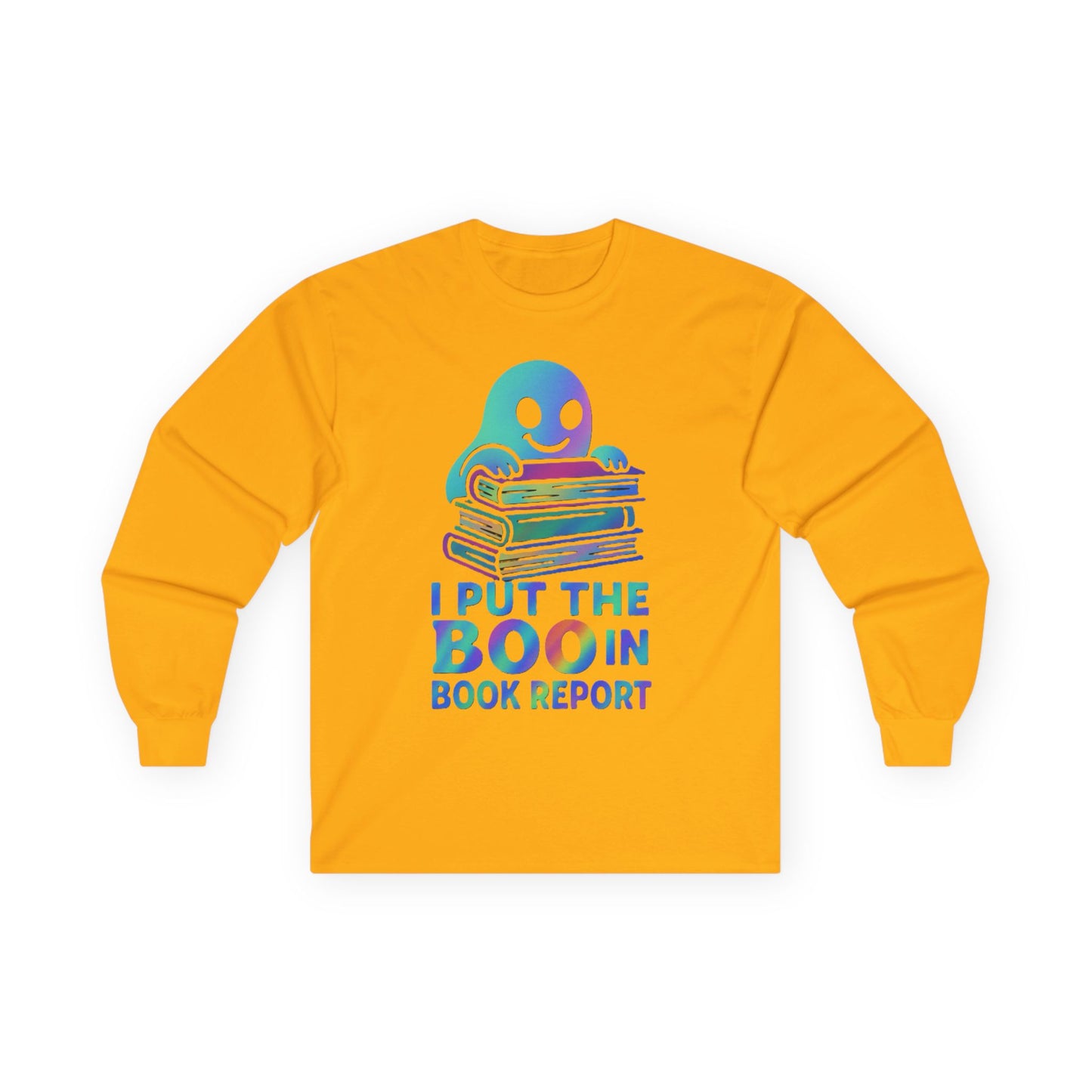 T-Shirt Whimsical Long Sleeve Tee for Book Lovers Halloween Shirt Cozy All-Seasons Top Fun Gift for Readers Book Report Humor Teacher Gift