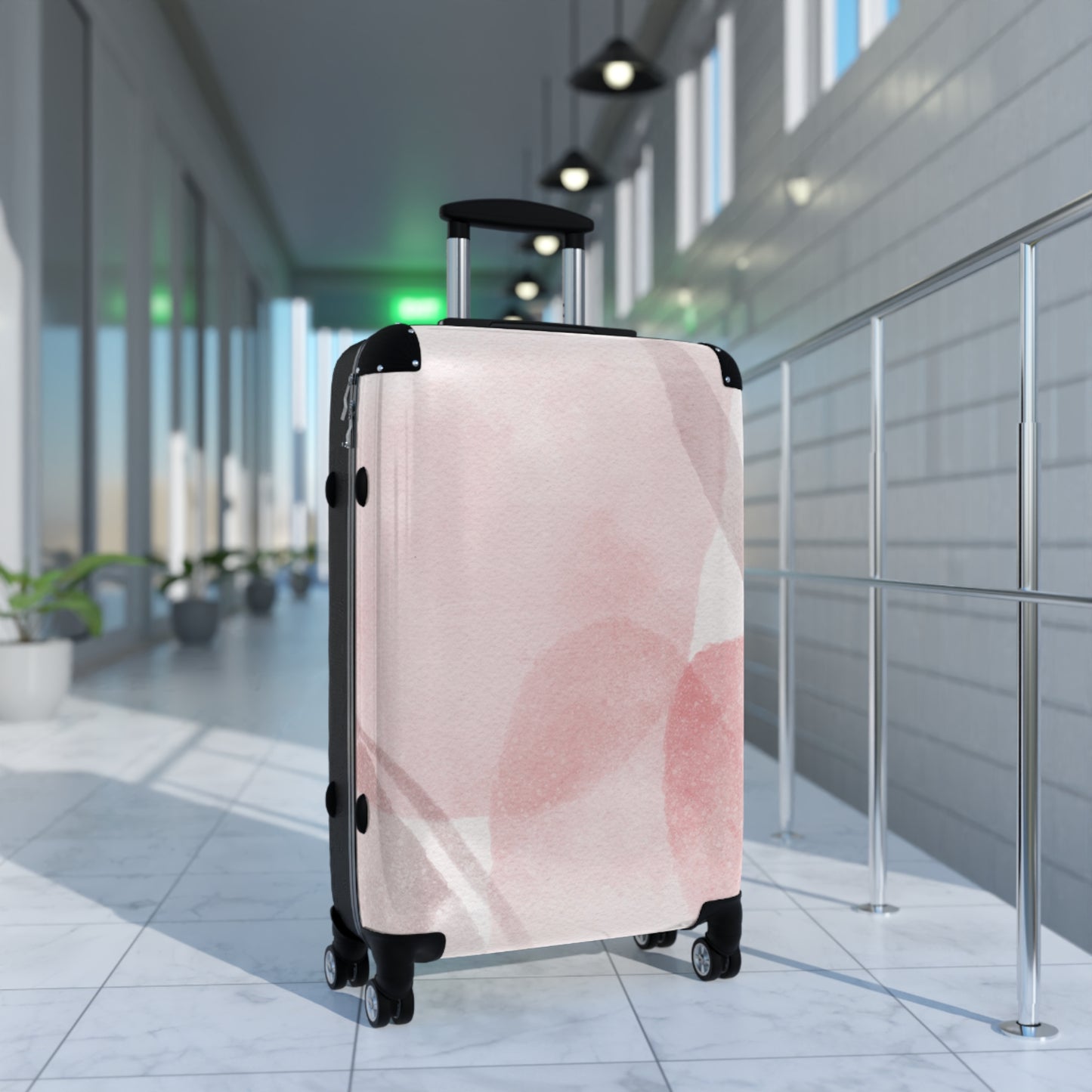 Blush Watercolor Carry-On Suitcase Lightweight Floral Travel Luggage