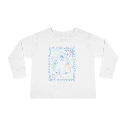 T-Shirt Cute Ghost Toddler Long Sleeve Tee Halloween Gift Kids' Halloween Shirt Autumn Outfit Playful Toddler Clothing