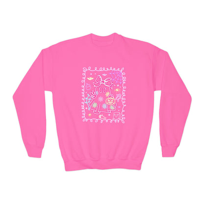 Sweatshirt Youth Crewneck Sweatshirt Cute Pastel Floral Design Cozy Gift for Kids Perfect for Birthdays Spring and Everyday Wear