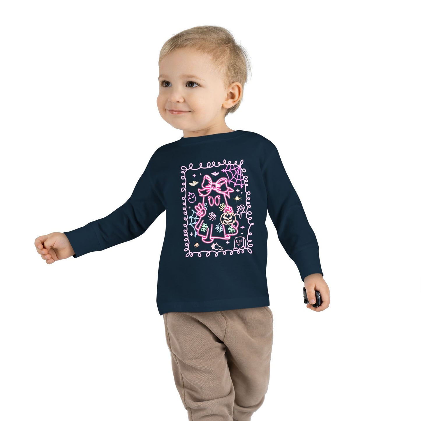 T-Shirt Cute Cat Toddler Long Sleeve Tee Adorable Gift Kids' Fashion Playdate Outfit Baby Shower Present Everyday Wear Halloween