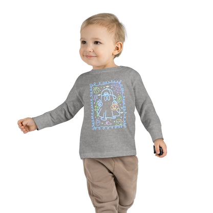 T-Shirt Cute Ghost Toddler Long Sleeve Tee Halloween Gift Kids' Halloween Shirt Autumn Outfit Playful Toddler Clothing