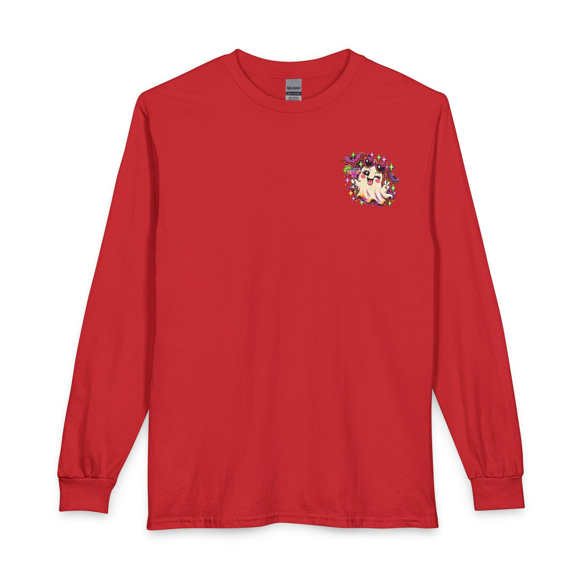 Halloween Long Sleeve Tee — "Just Here for the Boos" Ghost Party Shirt