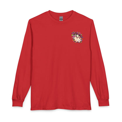 Halloween Long Sleeve Tee — "Just Here for the Boos" Ghost Party Shirt