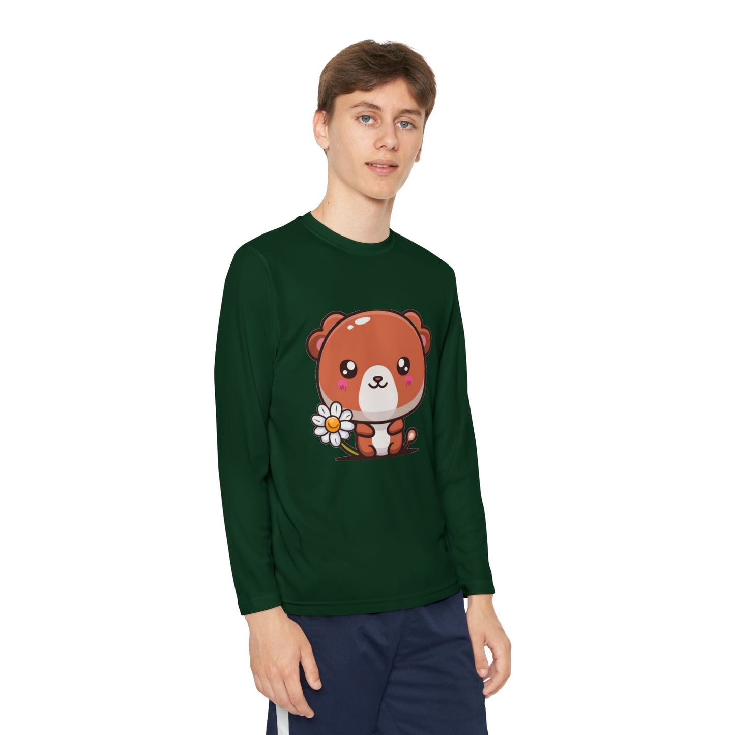 T-Shirt Cute Bear Youth Long Sleeve Competitor Tee Kids Bear Shirt Playful Tee for Boys and Girls Adorable Spring Apparel Gift