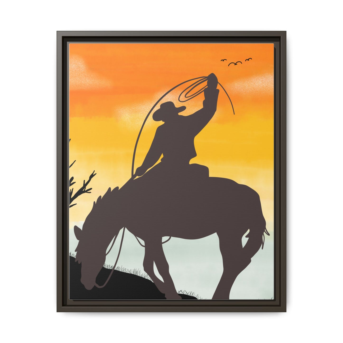 Framed Cowboy Rodeo Art Print Canvas Wall Decor Western Home Decor Rustic Cowboy Gift Equestrian Wall Art Country Themed Art Housewarming Gift