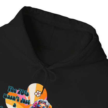 Retro Hippie Hoodie – "The 70's wasn't your generation it was mine" Colorful Boho Graphic