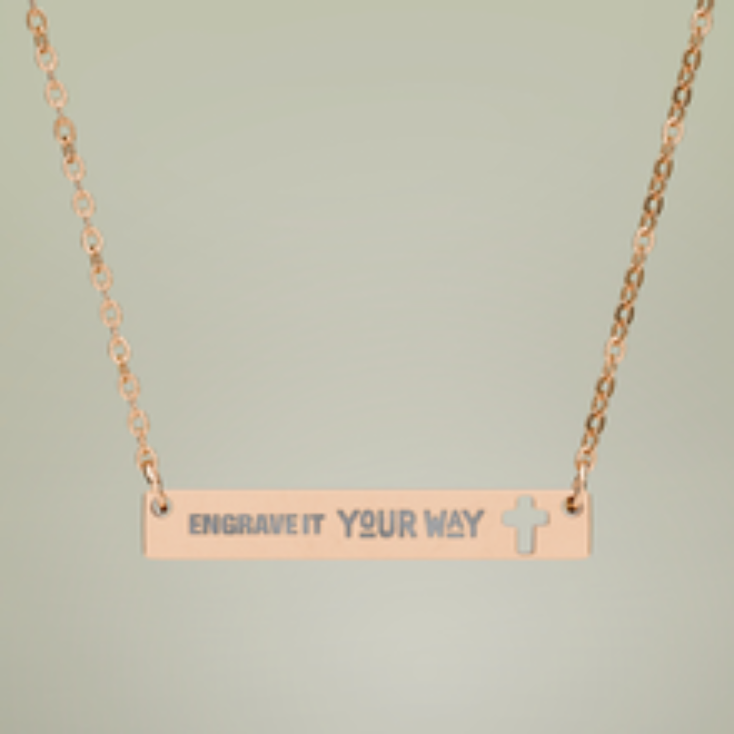 Engravable Horizontal Bar Necklace — Custom Name & Message Pendant