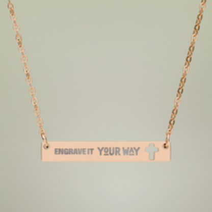 Engravable Horizontal Bar Necklace — Custom Name & Message Pendant