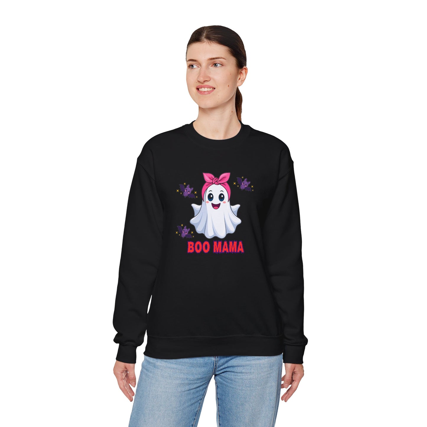 Boo Mama ghost Crewneck Sweatshirt Halloween ghost design Matching Halloween Apparel Fun Halloween Photo