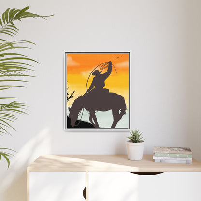 Framed Cowboy Rodeo Art Print Canvas Wall Decor Western Home Decor Rustic Cowboy Gift Equestrian Wall Art Country Themed Art Housewarming Gift