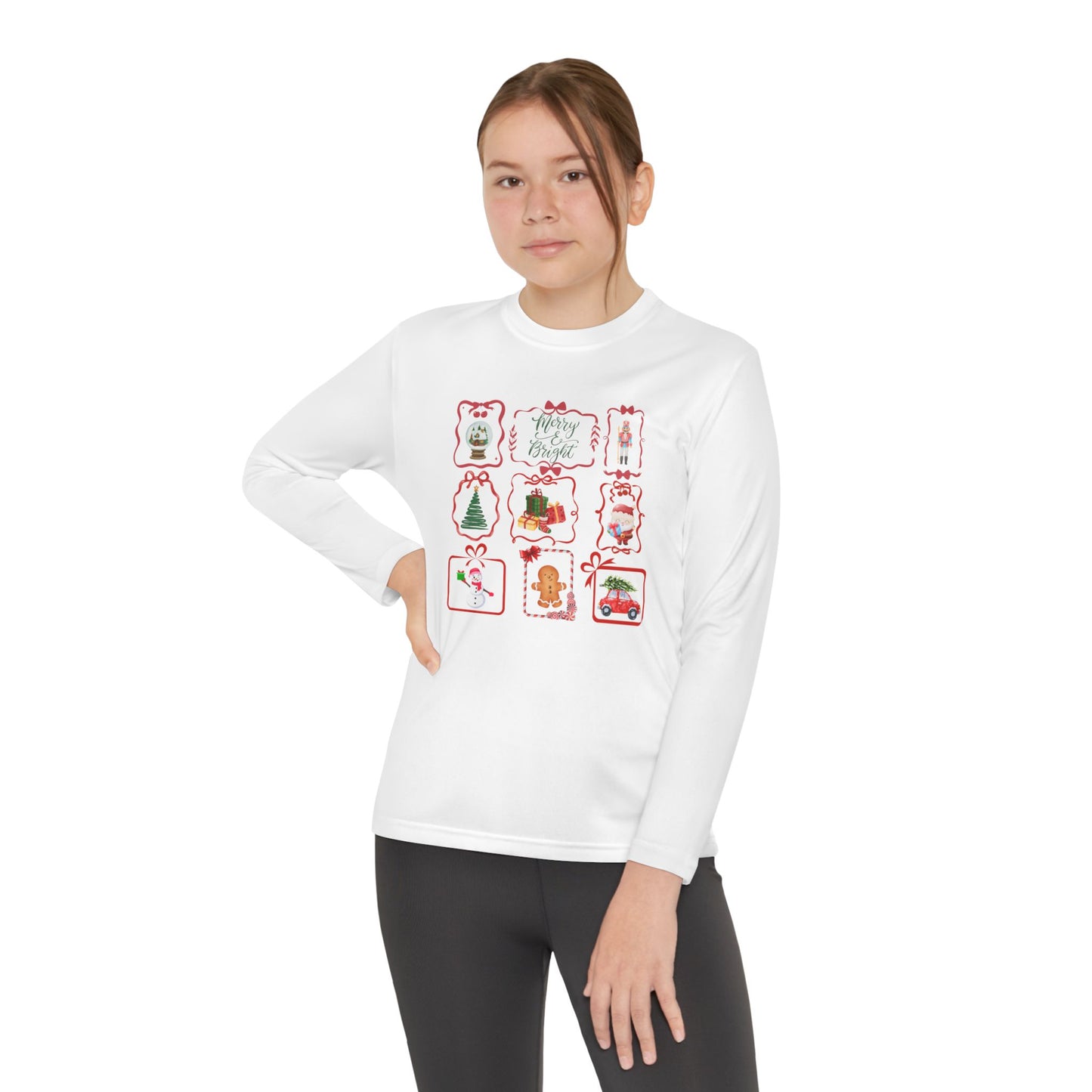 Youth Holiday Cheer Long Sleeve Tee - Christmas Gift, Kids Apparel, Seasonal Wear, Cute Holiday Outfit, Festive Shirt, Family Gatherings