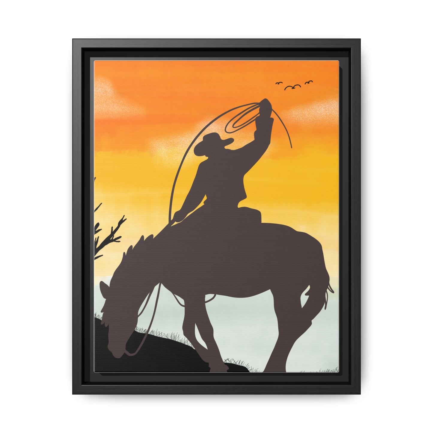 Framed Cowboy Rodeo Art Print Canvas Wall Decor Western Home Decor Rustic Cowboy Gift Equestrian Wall Art Country Themed Art Housewarming Gift