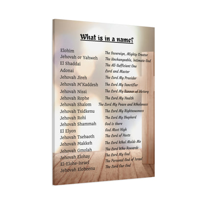 Wall Art Spiritual Print Inspirational Home Decor Religious Canvas Name of God Artwork Faith-Based Gift Idea Unique Scripture Art