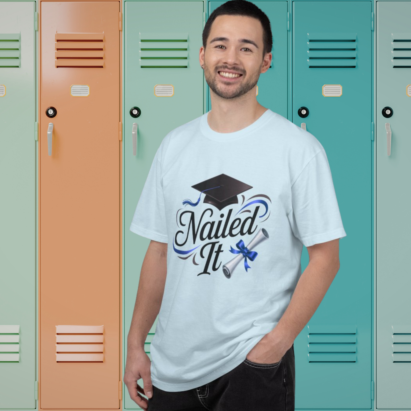Nailed It Graduation T-Shirt — Cap & Diploma Celebration Tee