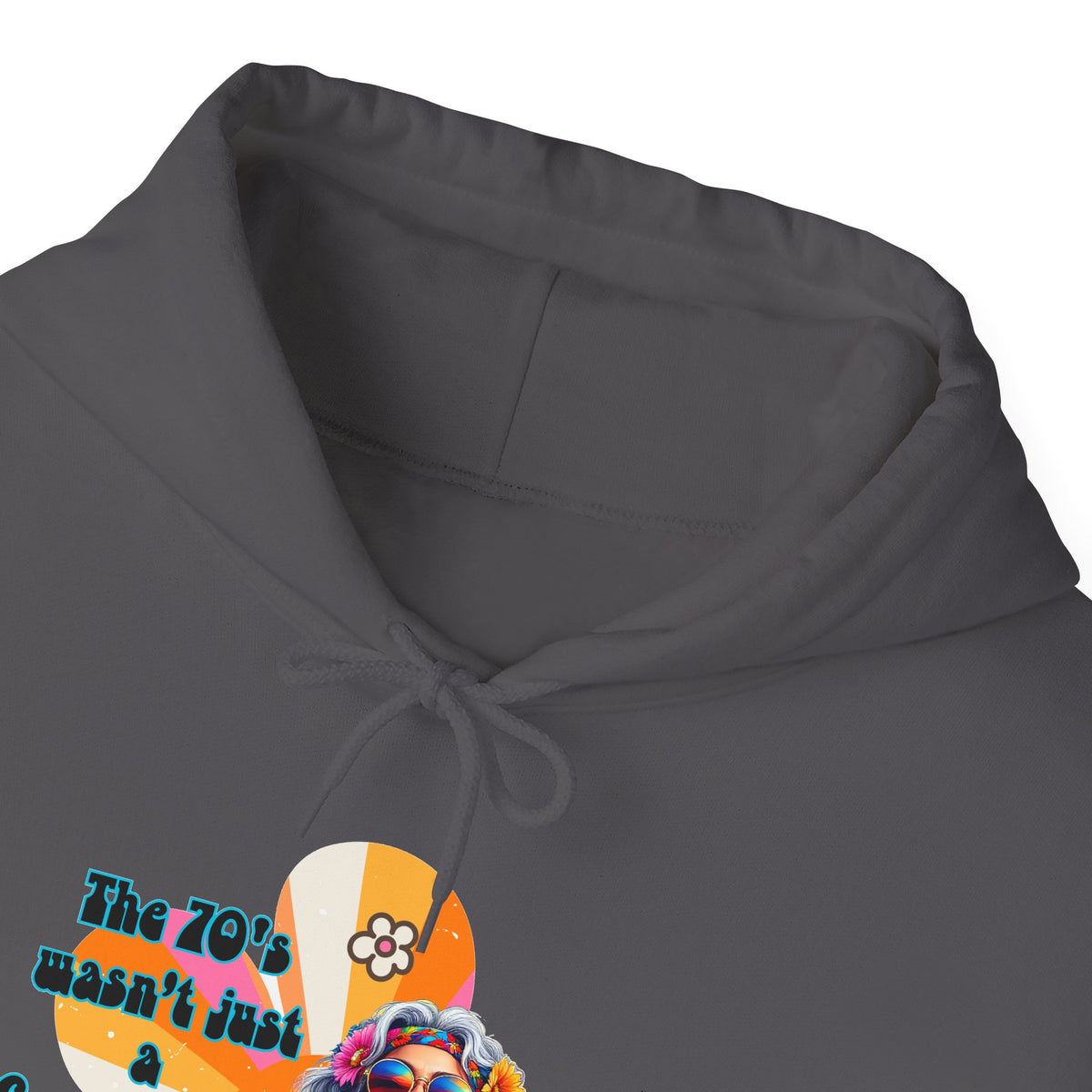 Retro Hippie Hoodie – "The 70's wasn't your generation it was mine" Colorful Boho Graphic