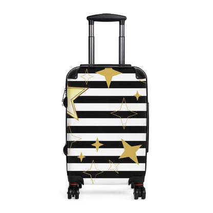 Star Stripes Carry-On Suitcase — Black & Gold Travel Luggage