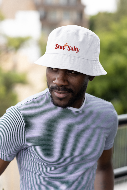 Stay Salty Embroidered Bucket Hat Coastal Crab Summer Hat