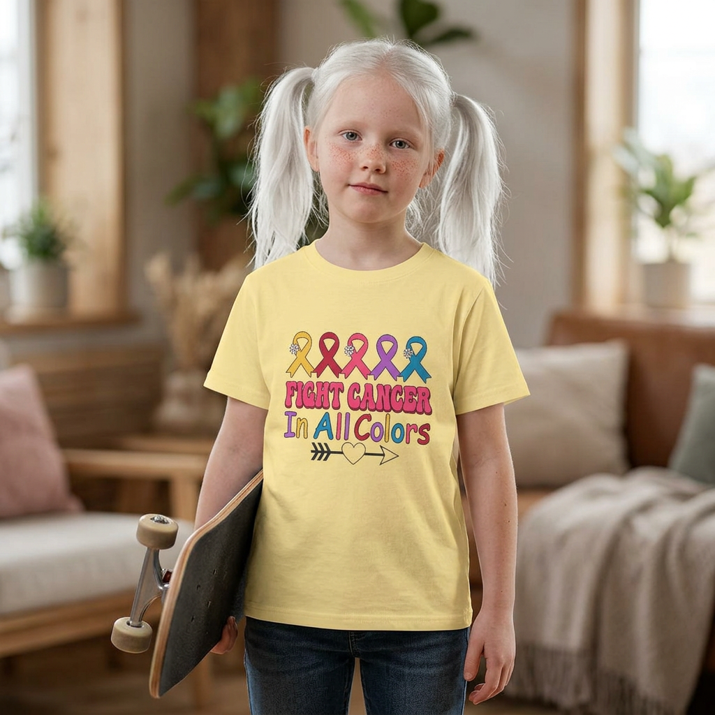 Youth Tee — "Fight Cancer In All Colors" Ribbon Awareness Shirt
