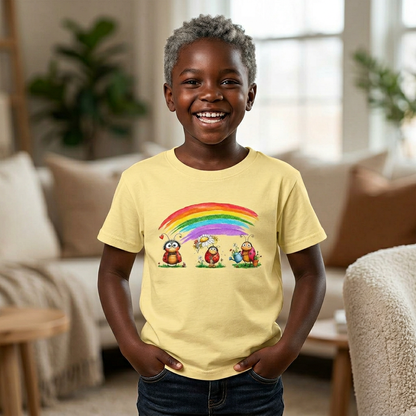 Kids Rainbow Ladybug Tee — Cute Playful Graphic Youth T-Shirt