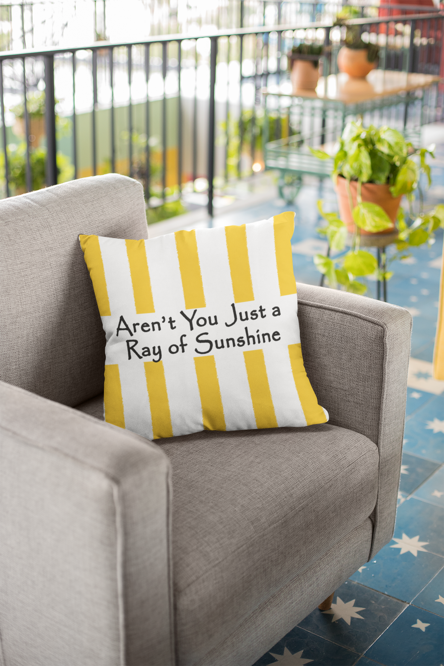 Ray of Sunshine Square Pillow — "Aren't You Just a Ray of Sunshine" Decorative Throw Pillow