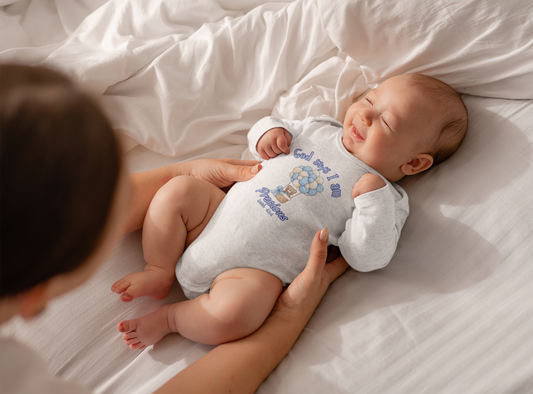 Baby Bodysuit - "God Says I Am Precious" Blue Balloon Teddy Infant Bodysuit