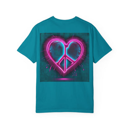 T-Shirt Vibrant Peace Heart T-Shirt Unisex Graphic Tee Summer Festival Wear Gift for Music Lovers Casual Everyday Top