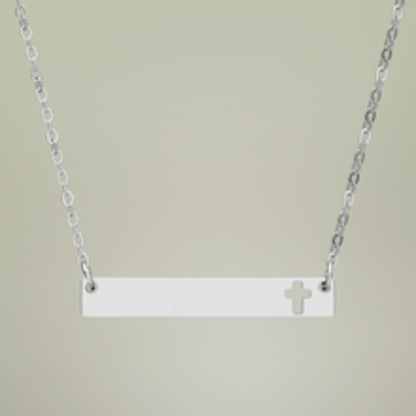 Engravable Horizontal Bar Necklace — Custom Name & Message Pendant
