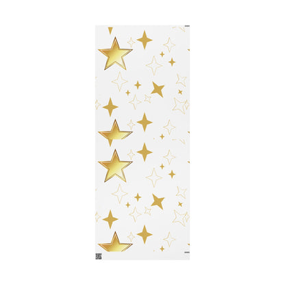 Gold Star Wrapping Paper Roll - Festive Birthday & Celebration Gift Wrap